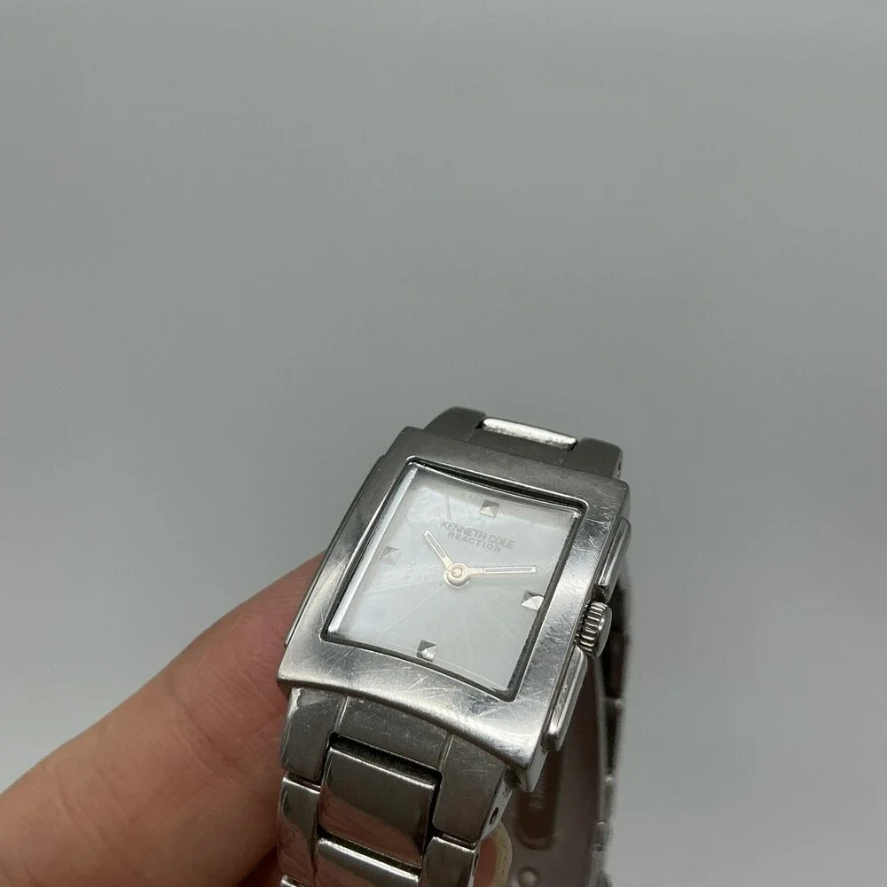 Kenneth Cole Reaction Womens Watch 21mm Silver Tone Bracelet New Battery 6